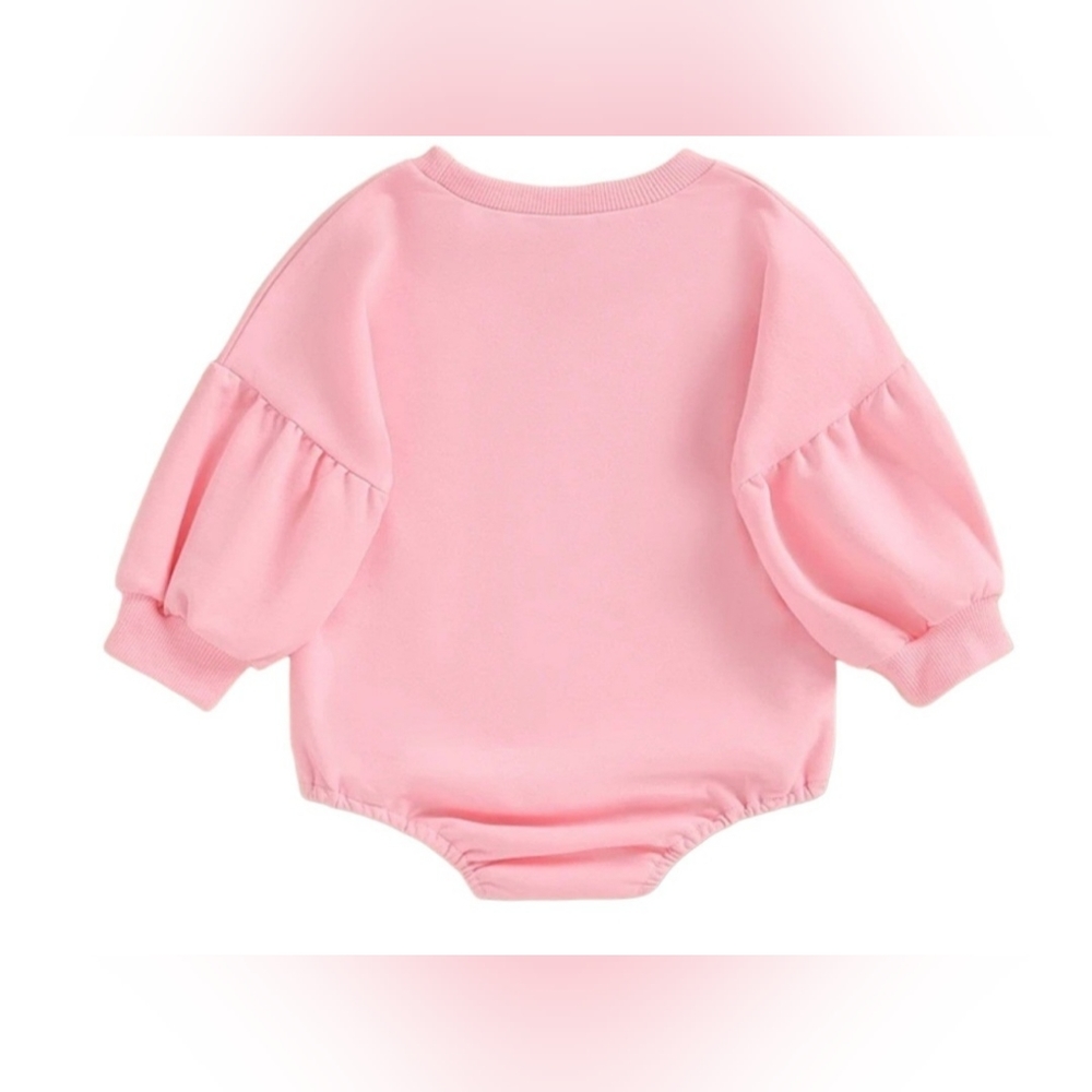 Baby Girls Valentines Loved Red Pink Heart Romper Bubble with Headband - Picture 3 of 7